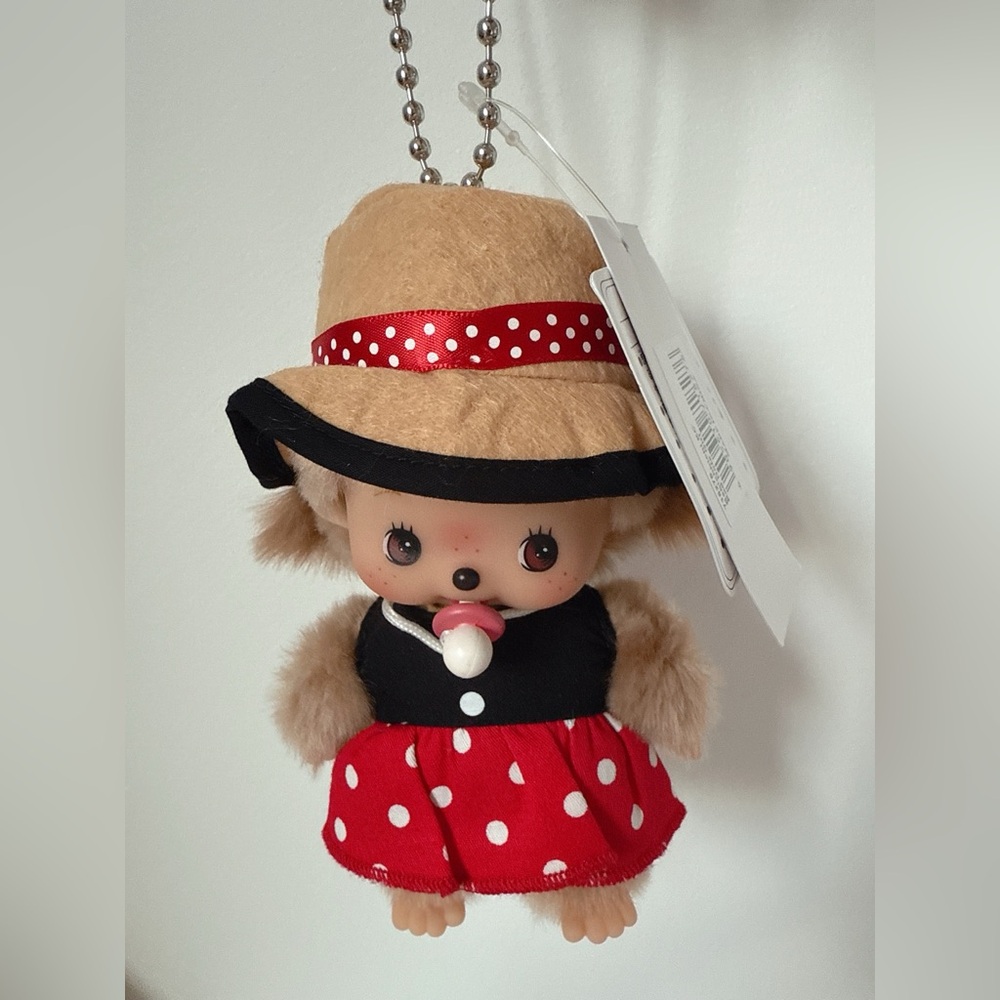 Sekiguchi Monchhichi Bebichhichi girl plush doll bag charm key chain